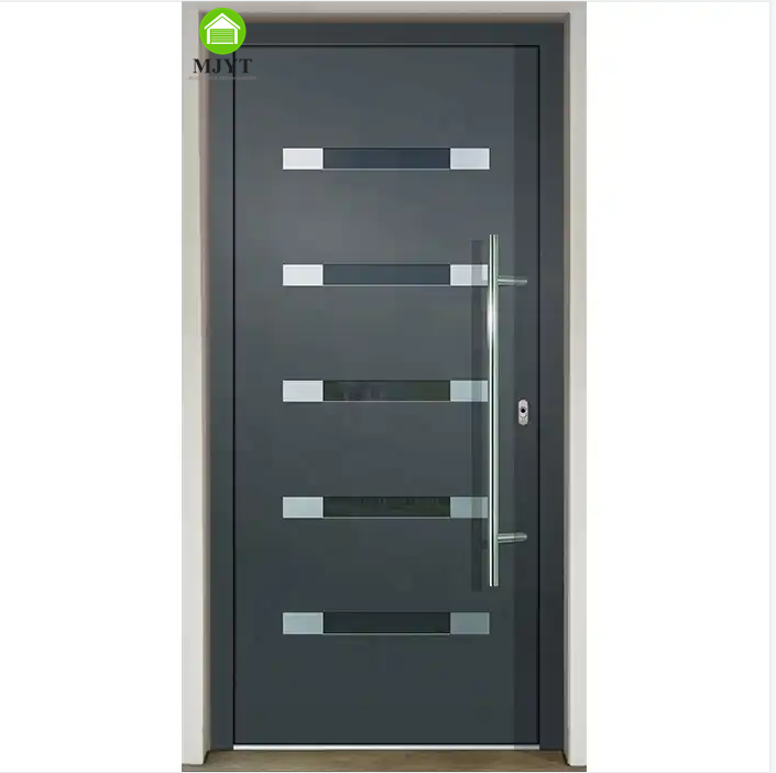 Garden Gate New Luxury Foshan Factory Aluminum Entrance Main Door with Glass for Villas Security Metal Door 3D Modeled