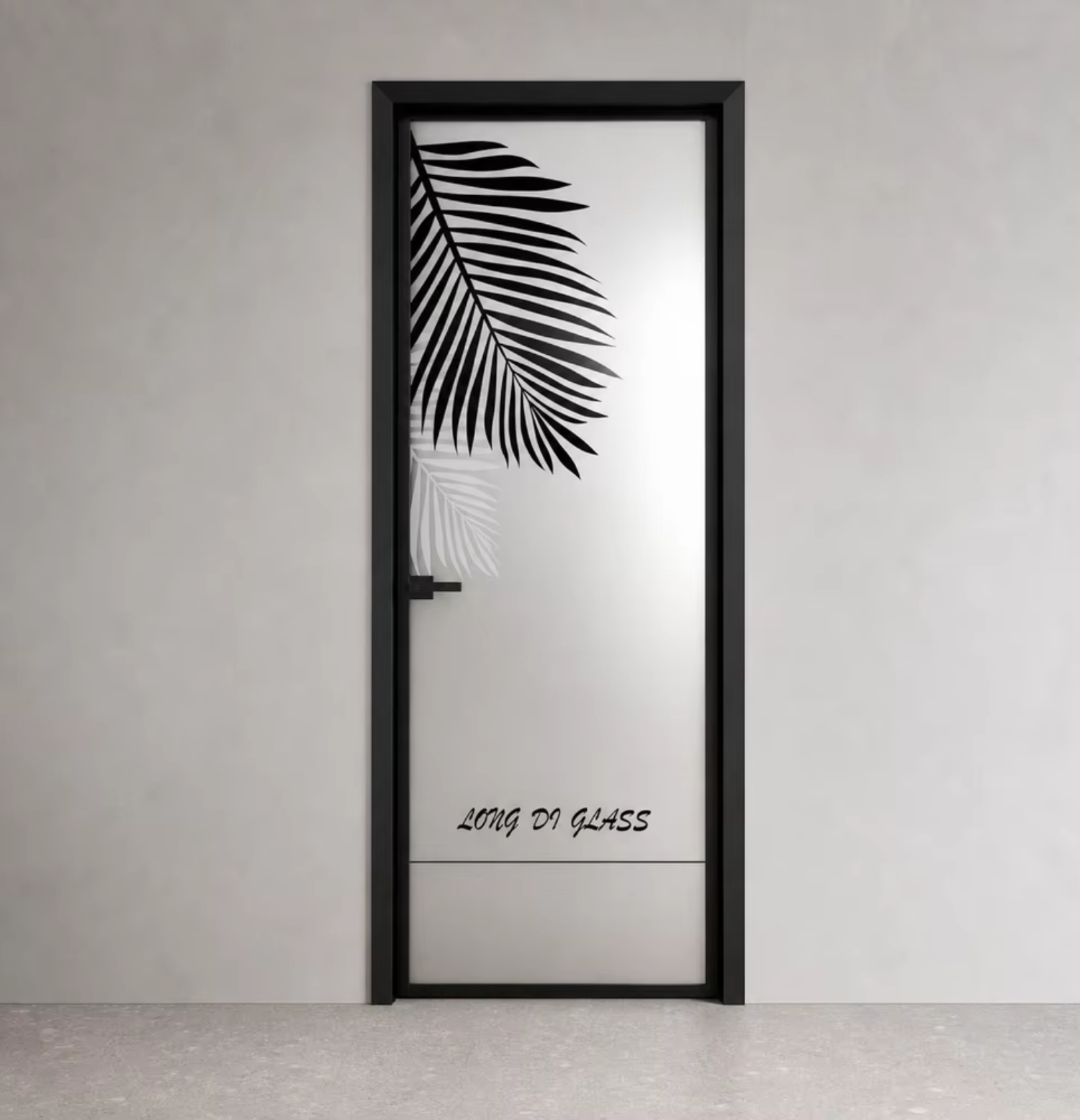 Aluminum Minimalist Bathroom Door with Emergency & Privacy Lock Frosted Glass Sound Insulation Customizable Size for Hotel Use