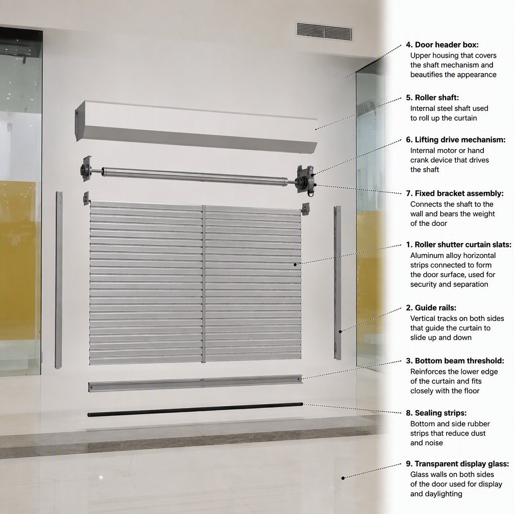 Commercial PC Roller Shutter Door Motorized Clear Rolling Entrance for Shop Fronts Service Counters and Architectural Projects