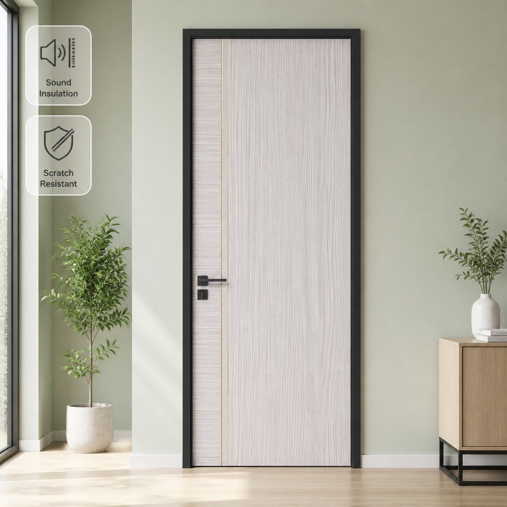 Luxury Aluminum Clad Wood Doors Environmental Friendly and Fire Retardant with Melamine Faced Board for Apartment and Villa