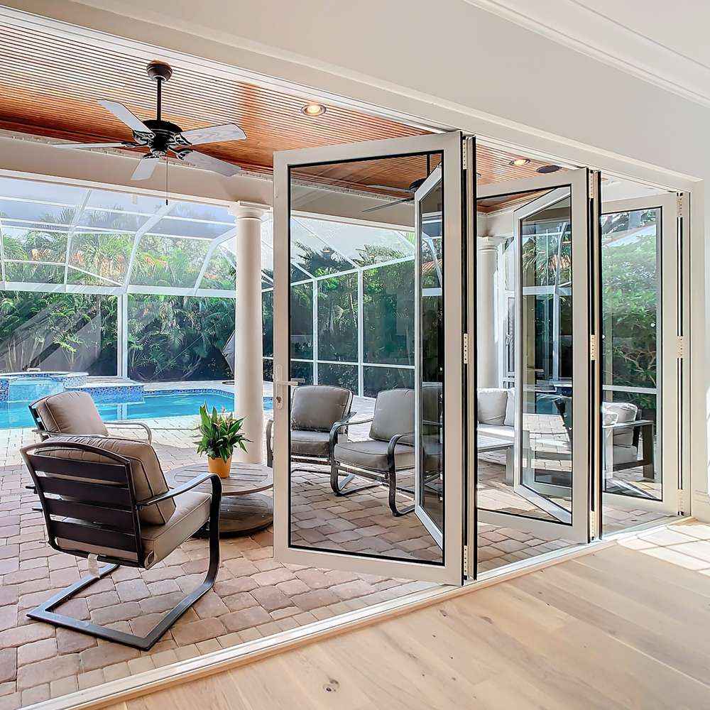 Customized Waterproof Exterior Double Tempered Glass Aluminum Glass Bifold Doors Patio Folding Door