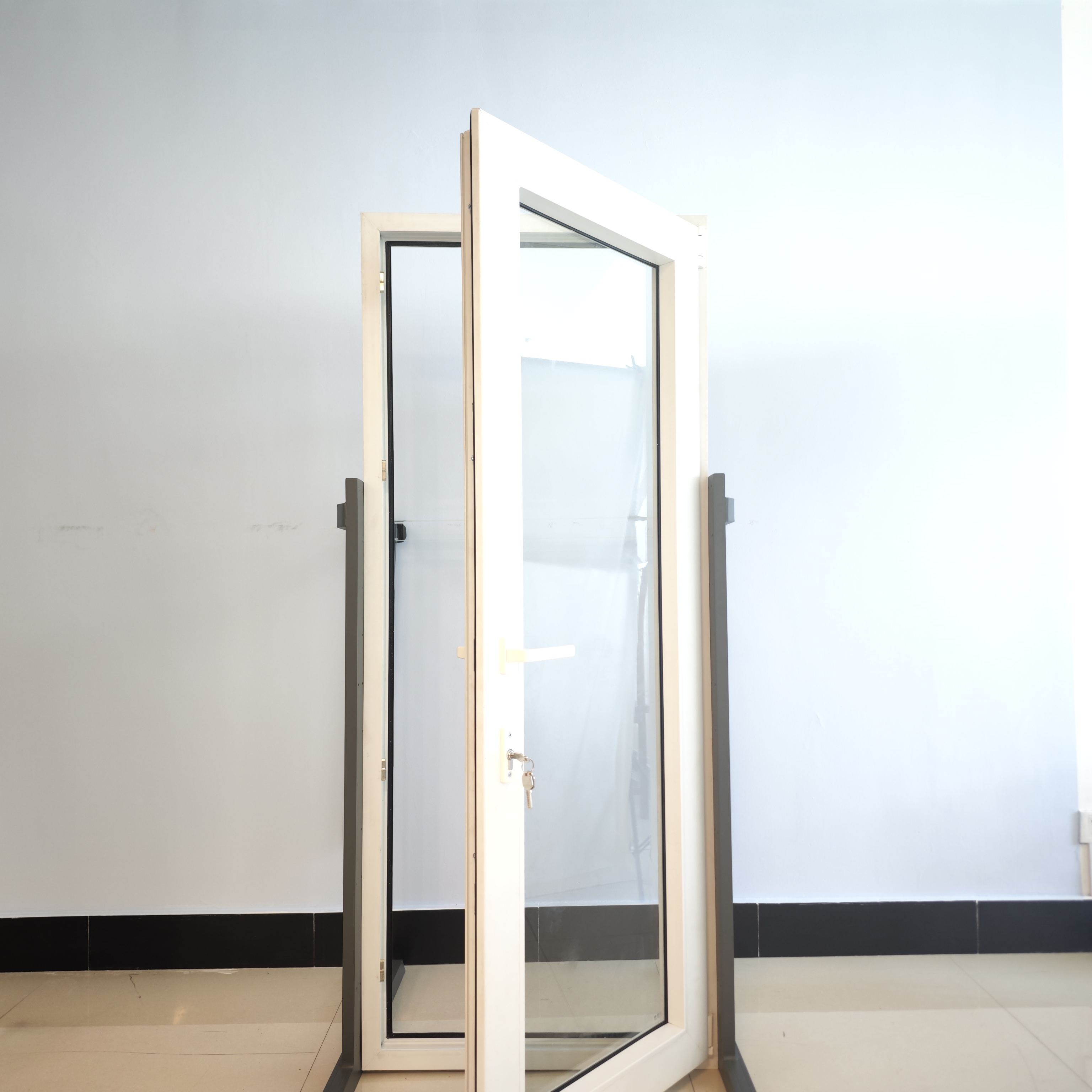 Factory Direct Wholesale Modern Commercial Aluminum Alloy Finished Nylon PVC UPVC Exterior Double Casement Swing Patio Door
