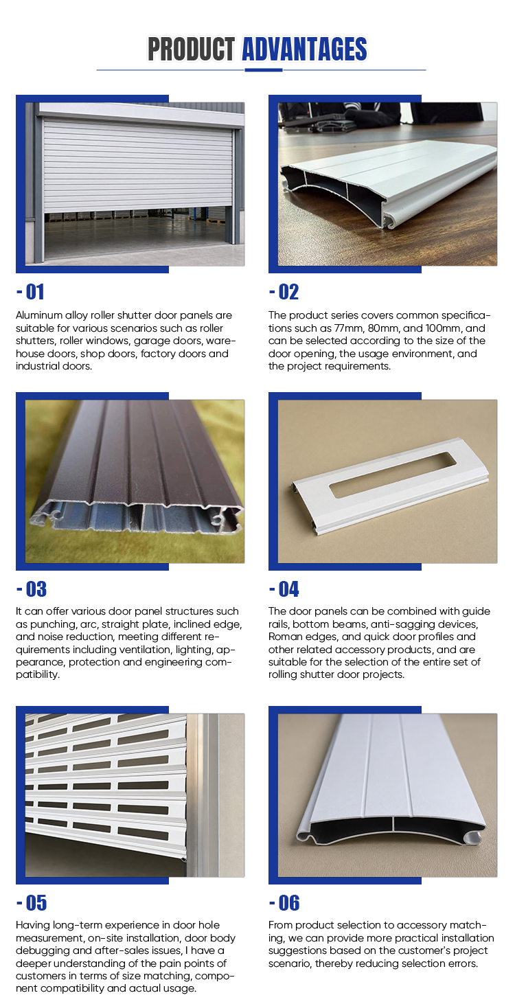 Ventilation Visible Roller Shutter Material 77mm Perforated Aluminum Slat Profile Custom Surface Treatment Rolling Shutter Door