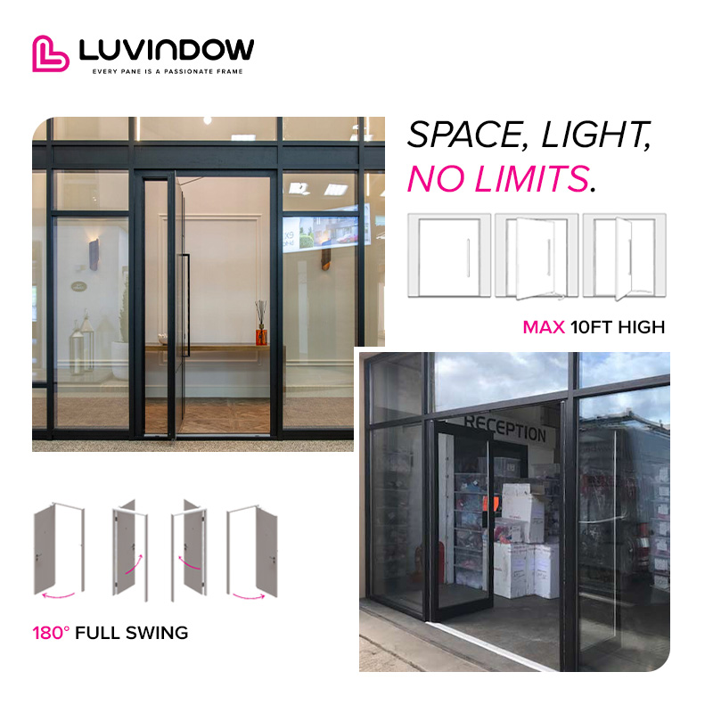 Seattle Retail Store Exterior Storefront Aluminum Door Double Glazed Tempered Glass Modern Design