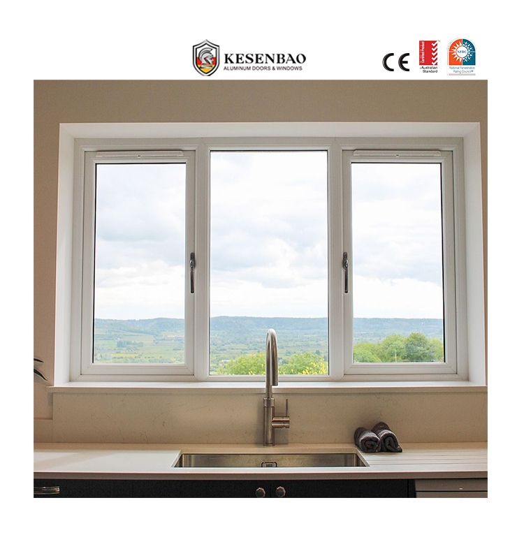 Thermal Break Aluminum Double Casement Windows With Mosquito Nets Tilt Turn Windows For House