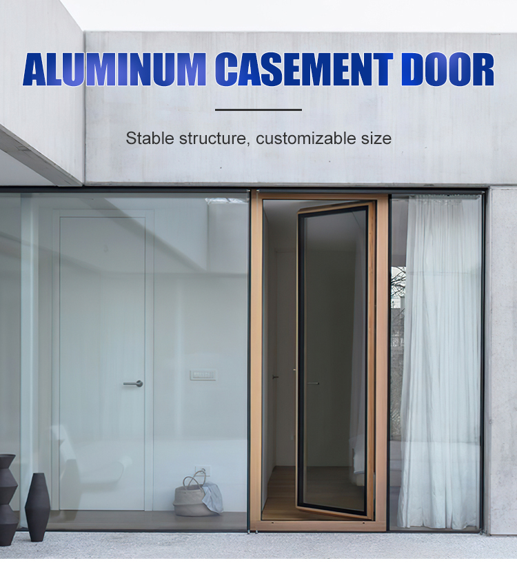 Modern Aluminum Swing Doors Double Tempered Glass Thermal Insulation Low-E Coating Residential Balcony Opening