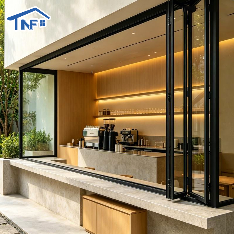 Modern Home Aluminium Tempered Glass Bi-Folding Windows Horizontal Local Window With Aluminum Alloy Frame Bifold Window Design