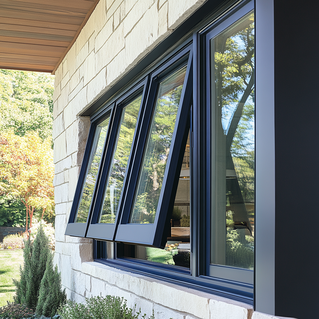 Triple/Double Glazed Thermal Break Aluminum Windows for Kitchen Use Outdoor Roller Shutter Sound Insulation Waterproof Awning