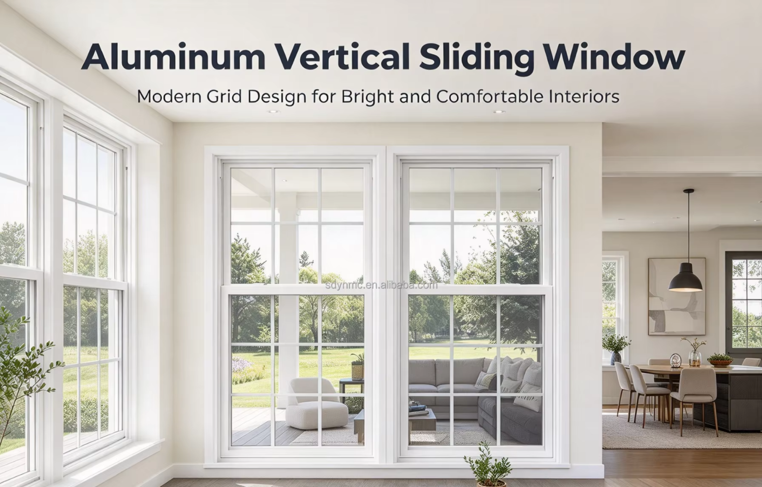 Energy Saving Double Hung Window, LowE Insulated Glass Vertical Sliding Window for Home Replacement