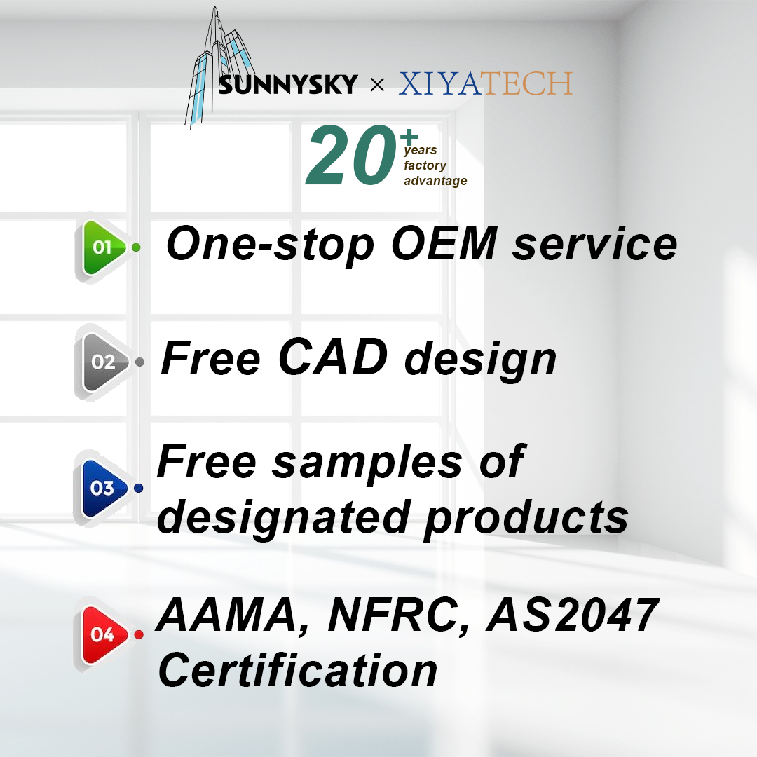 Sunnysky Casement Window AAMA Standard Laminated Safety Glass Hurricane Proof Multi Point Lock Villa Access Ways