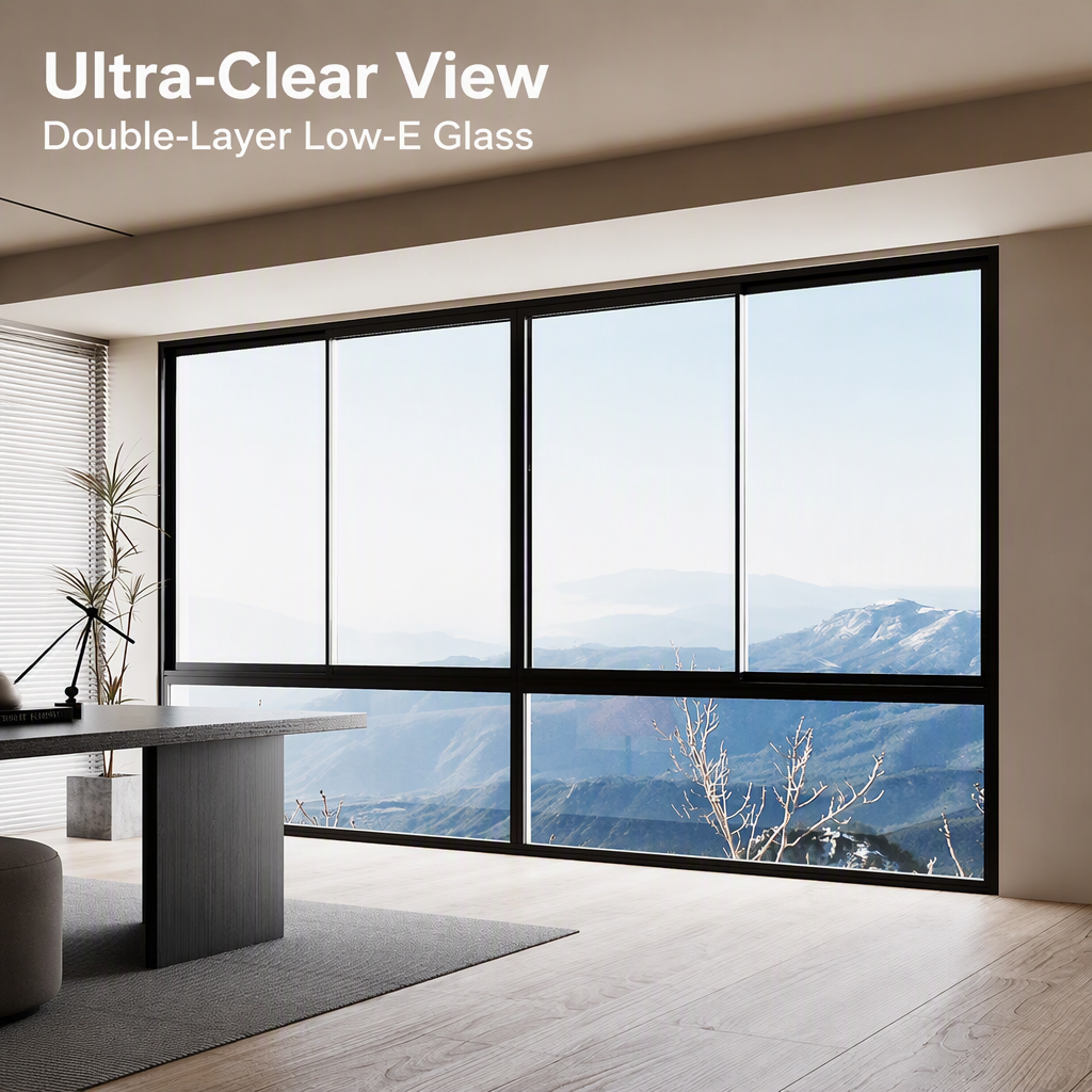 120 Series Horizontal Sliding Window Modern Bathroom Exterior Aluminum Alloy Frame Double Low E Glass