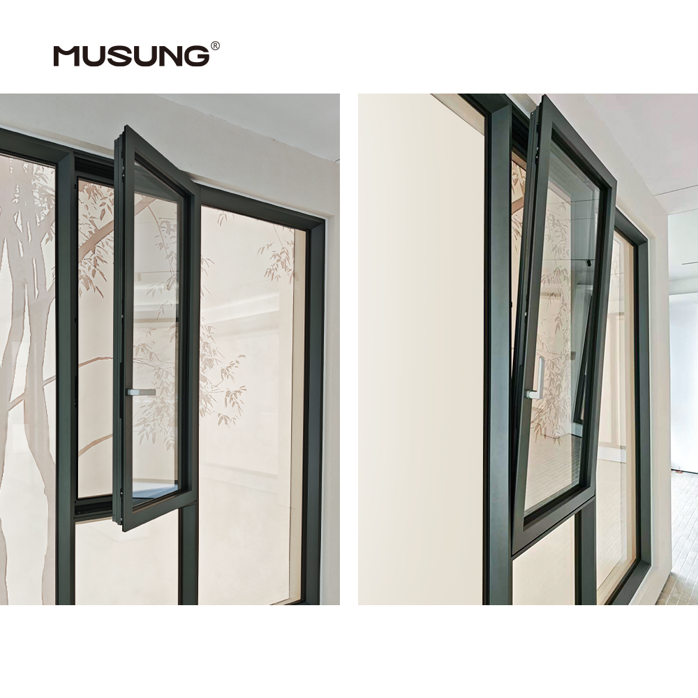 Thermal Break Double Glaze Energy Efficient Aluminum Casement windows for House Villa Tilt and Turn Window