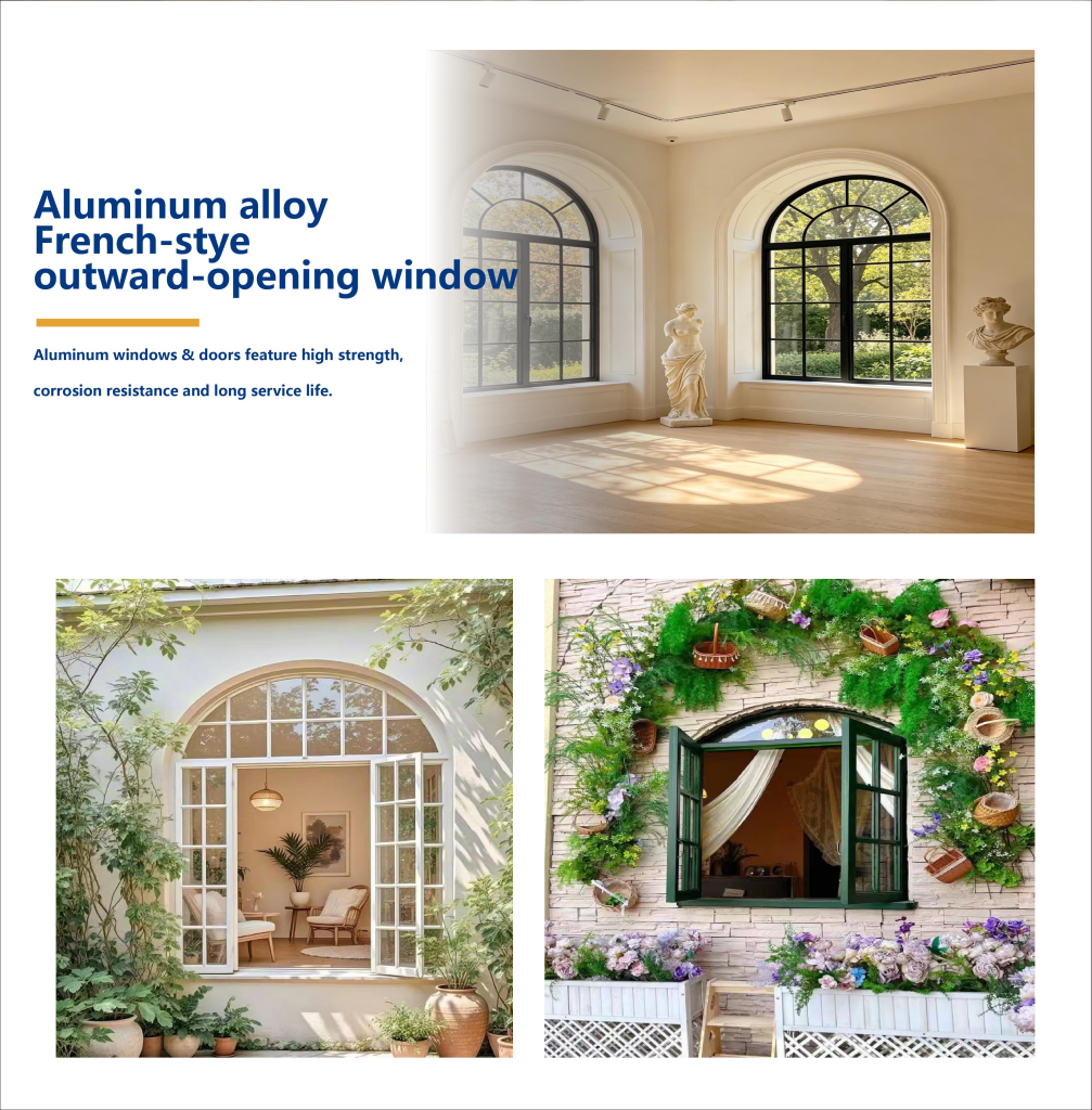 PDP CE Certified Thermal Break Alloy French Casement Window Custom Wholesale Aluminum Outward Louver Villa Kitchen Bathroom