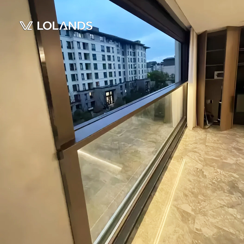 Lolands Custom Aluminum Frame Stainless Steel Screen Sliding Glass Door Modern Bi Directional Louver Lifting for Villa Workshop