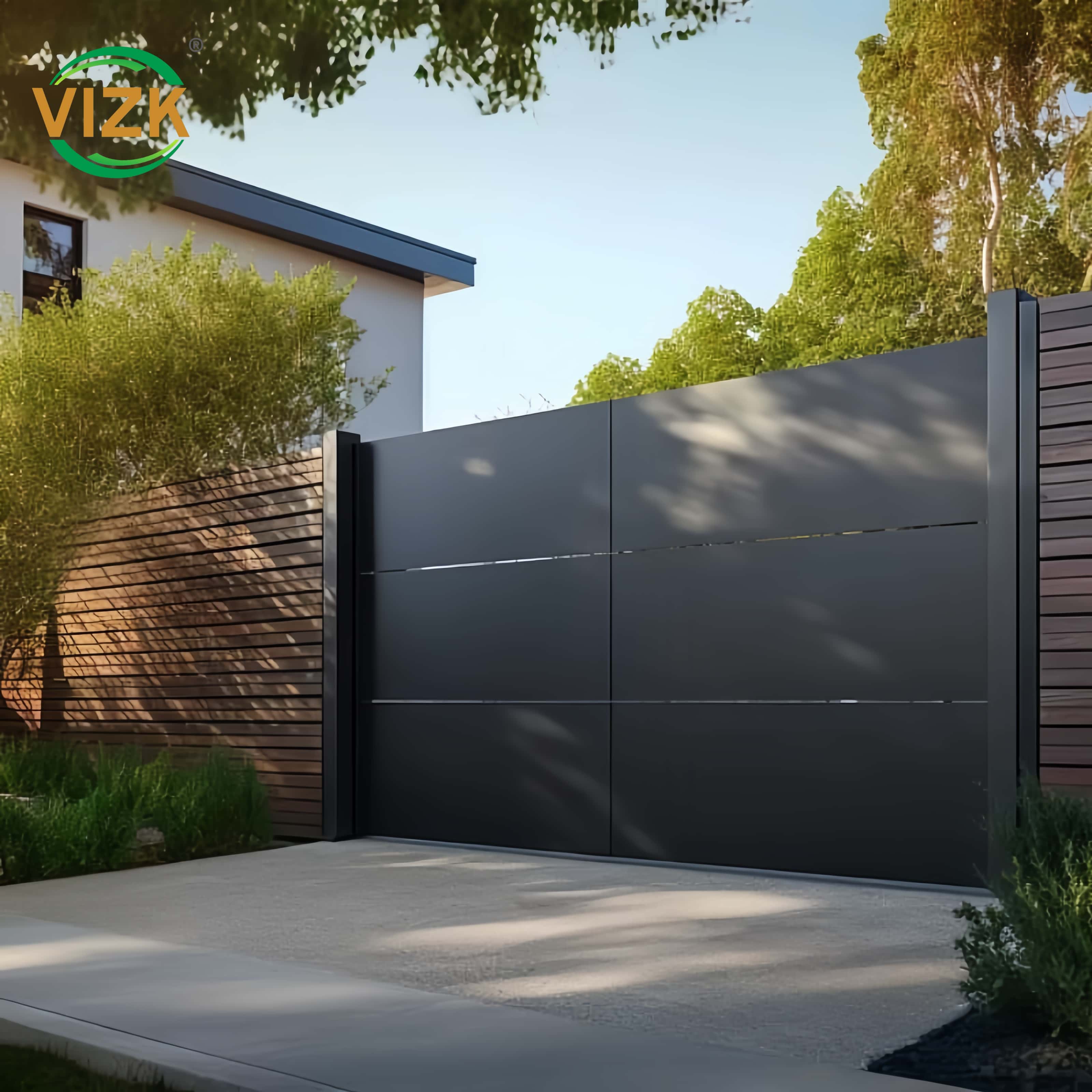 Solid Aluminum Entry Gate Modern House Entrance Security Door Powder Coated Outdoor Durable Build