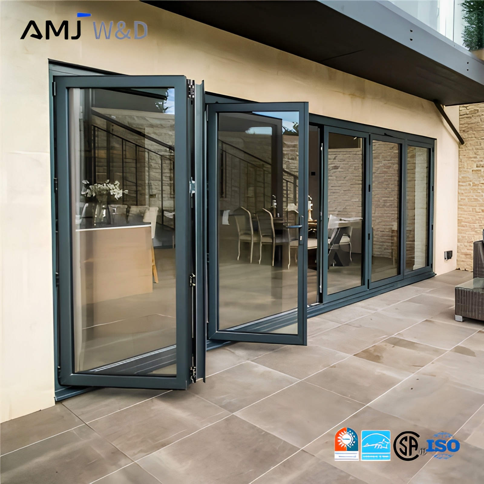 Office Building Bifolding Doors Aluminum Patio Bifold Door Thermal Break Triple Pane Folding Door