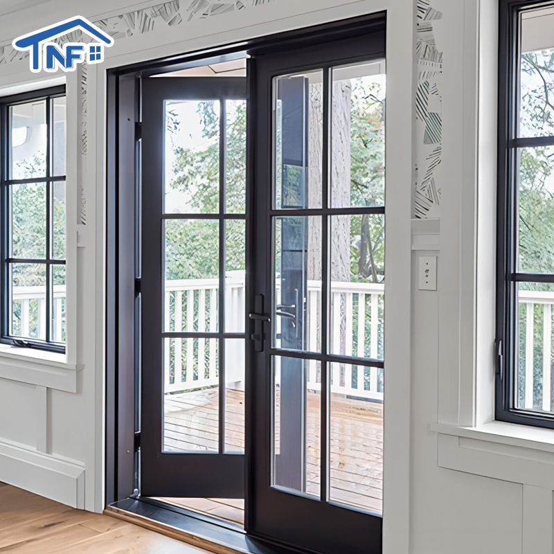 15 Year Warranty Tempered Glass Casement Door Balcony Apartment Mall Aluminum French Door