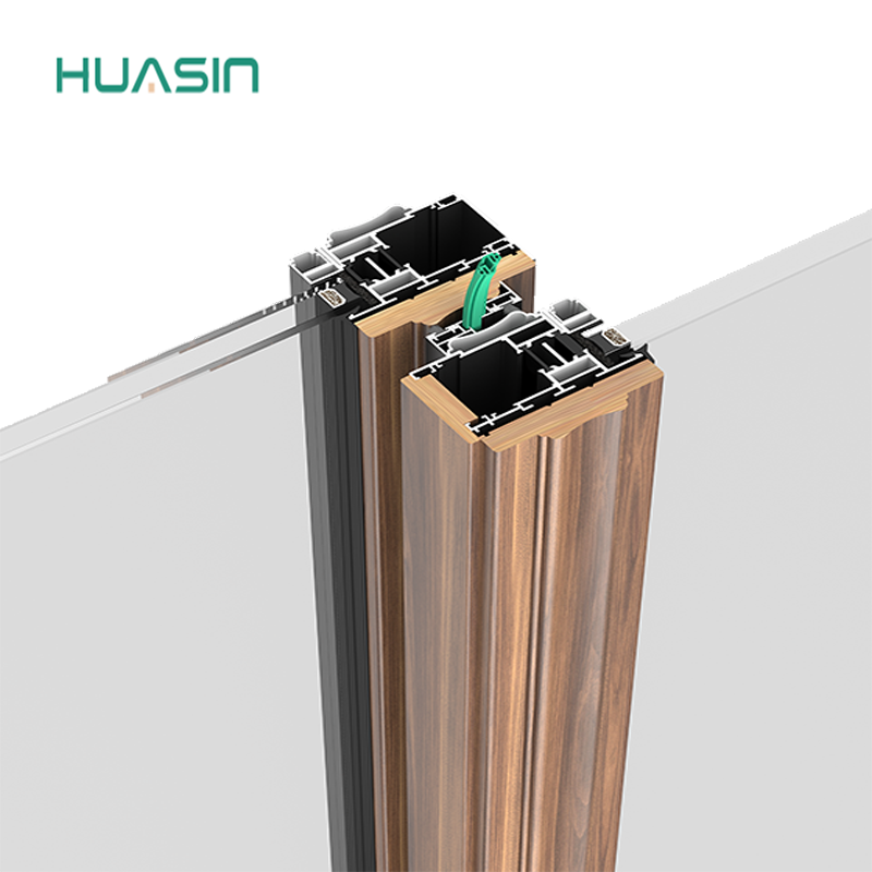 Huasin NFRC CE Double Track Energy Efficient Modern Residential Patio Aluminum-Clad Wood Sliding Door