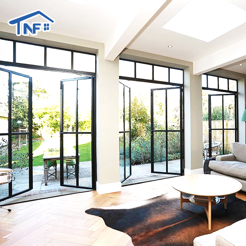 High Quality Factory Price French Doors Aluminum Casement Door Arrival French Entrance Door Exterior Glass Steel Graphic Design