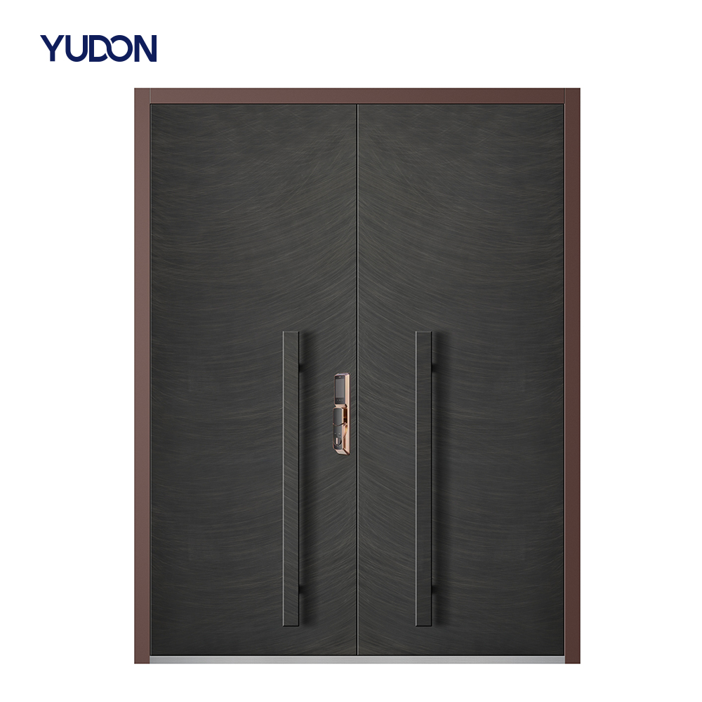 YUDON DOOR Cast Aluminum Double Door Front Door with Video Intercom Powder Coated Fire Rated Wide Design for Residential Homes