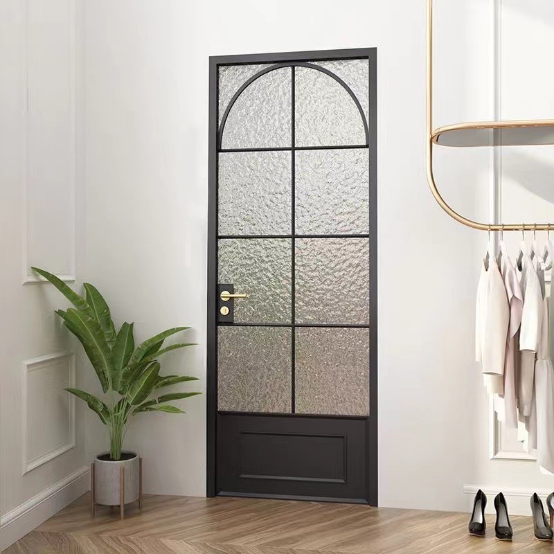 Luxury Arched Glass Sliding Door Slim Frame Metal Alloy Interior Pocket Door