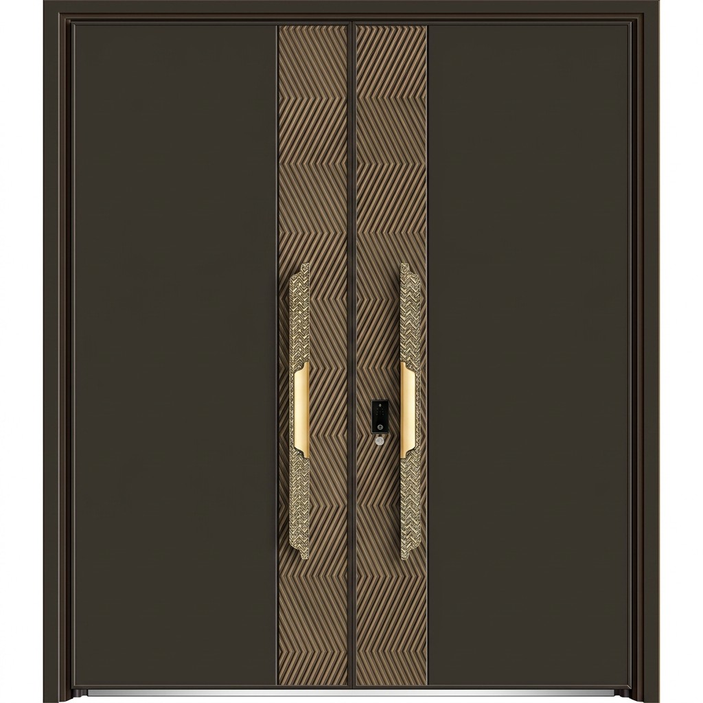 Luxury Cast Aluminum Double Door Chocolate Brown Anti-Rust Anti-Corrosion Aluminum Alloy Entry Custom