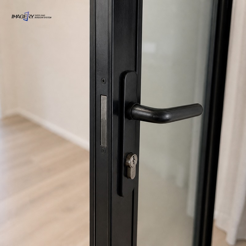 Aluminum Hinged Door Double Glazed Tempered Glass Waterproof Screen for House Front Entrance Building Residential
