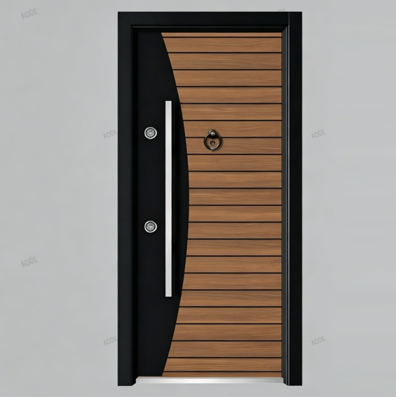 Cast Aluminum Finished Anti-Theft Modern Side Opening Entry Exterior Door For Apartment Hotel Villa &amp; Living Room Use AODE Brand