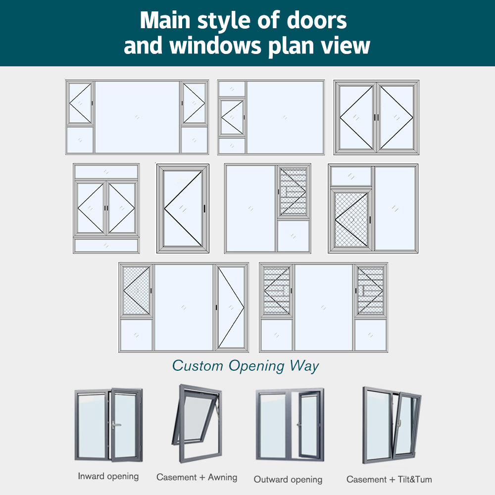 For AS2047 Certified Modern Design Aluminum Alloy Casement Windows High Thermal Insulation Horizontal Louver Exterior Kitchen