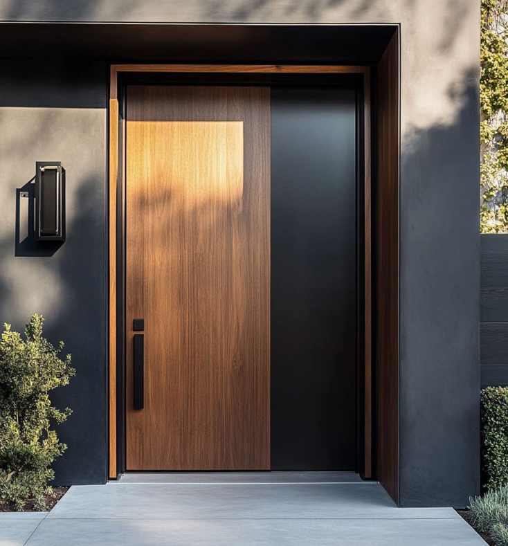 Solid Wood Aluminum Front Entry Door with Anti-Theft Lockset Durable Frame European Design for Villa Apartment &amp; Outdoor Safety