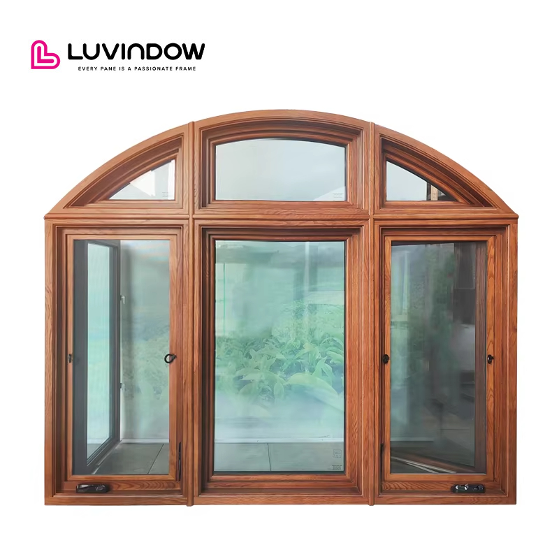 Factory Wholesale Etched Glass Windows Aluminum Clad Wood Beveled Window Frame Leaded Glass Windows