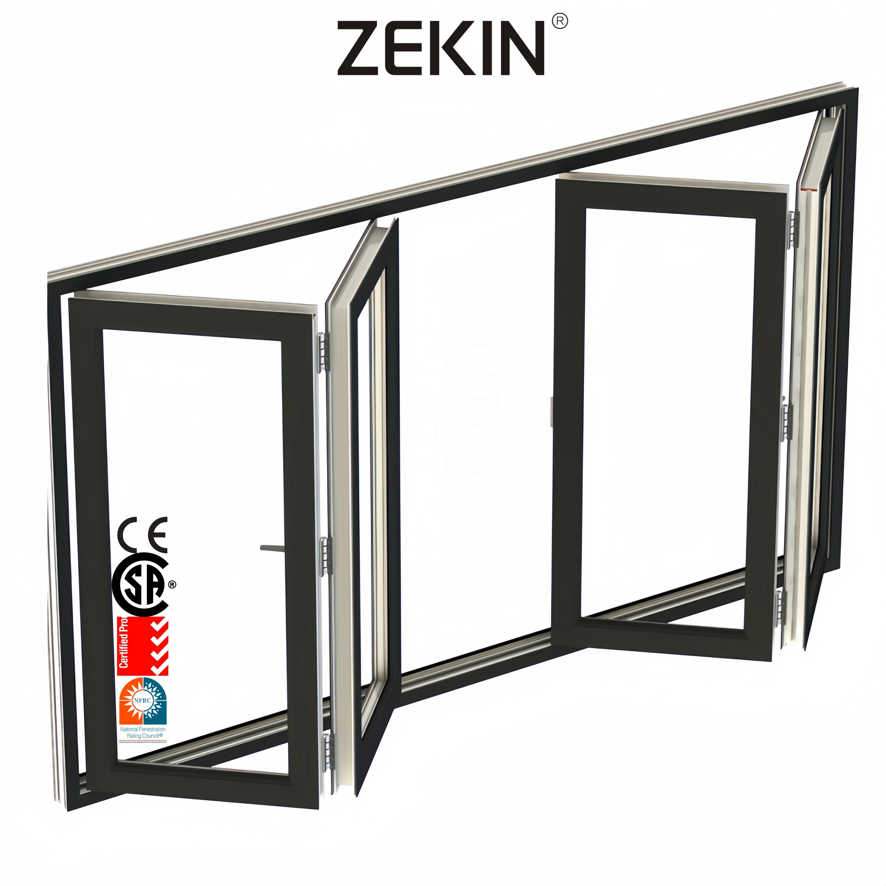 Customized Hurricane Proof NFRC Aluminum Patio/balcony Bi-fold Doors Double Tempered Glass Exterior Accordion Folding Doors