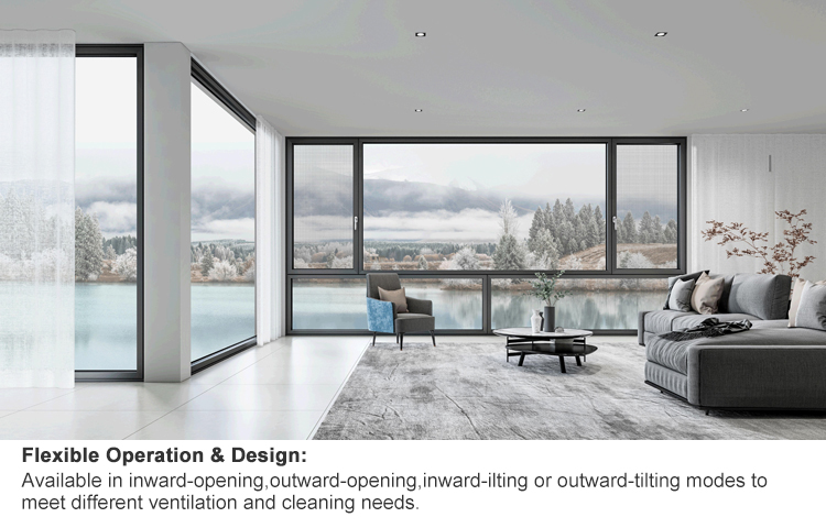 Thermal Break Tilt Turn Aluminum Windows with Double Glazed Glass, Aluminium Window Inward Opening for Houses Soundproof