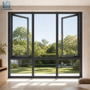 LANGE Hurricane Proof Low-E Glass Casement Windows with Screens Outward Opening Aluminum Windows for Villa Residential Houses