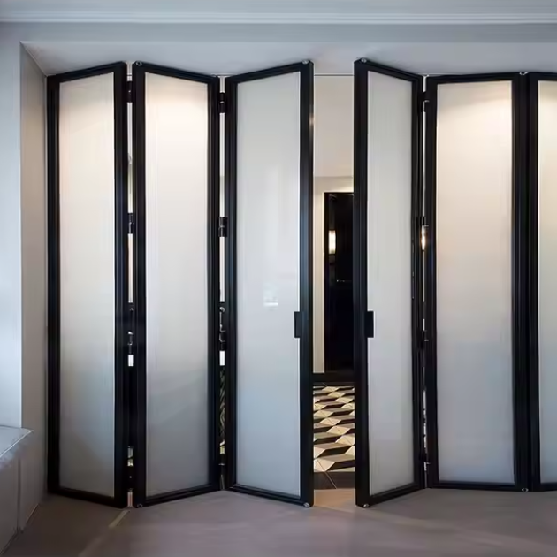 Customizable Aluminium Folding Glass Doors Single Glazed Interior Bifold For Kitchen Easy Installation Various Types Foldable