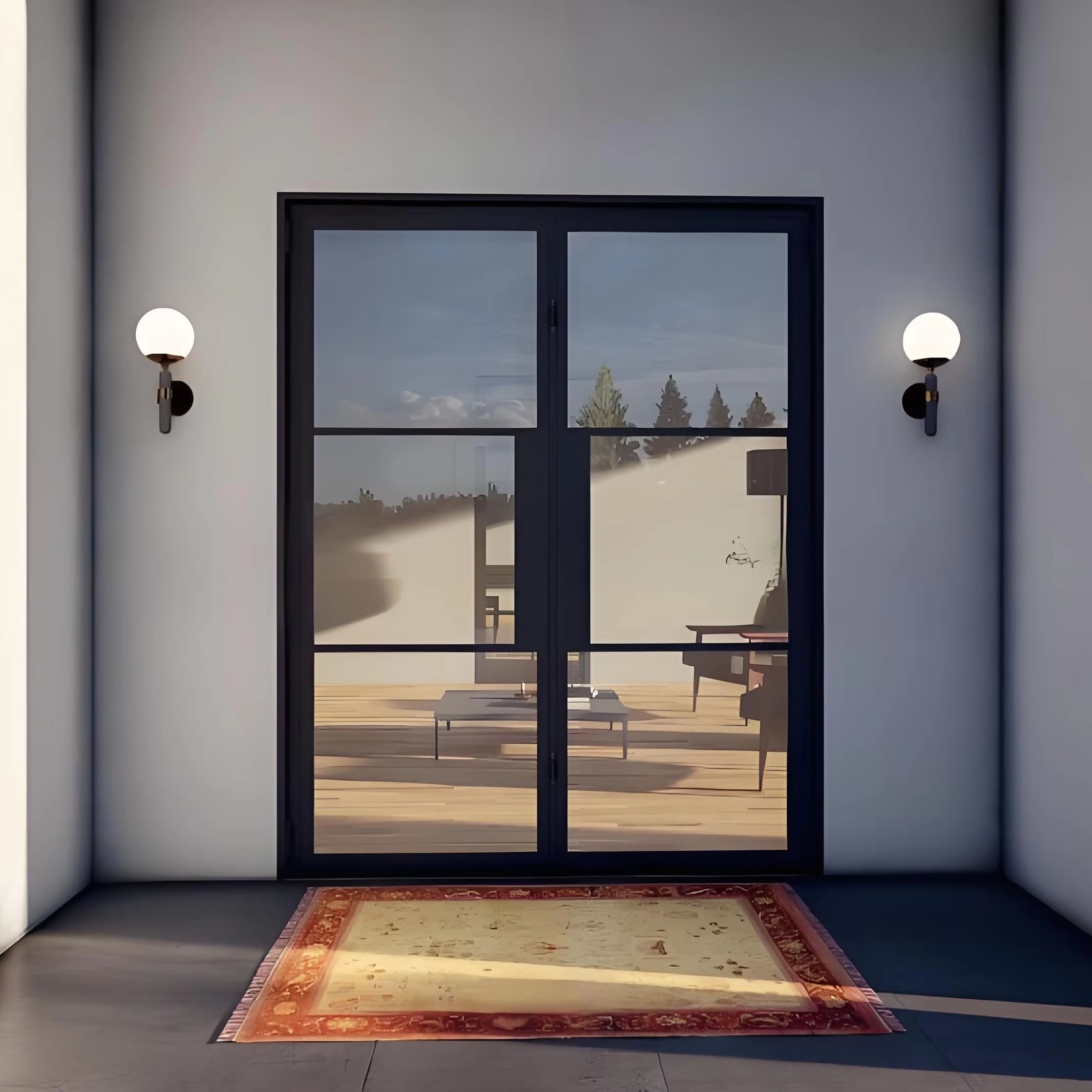 Modern Design Aluminum Double Swing Door Commercial Patio Entrance Doors