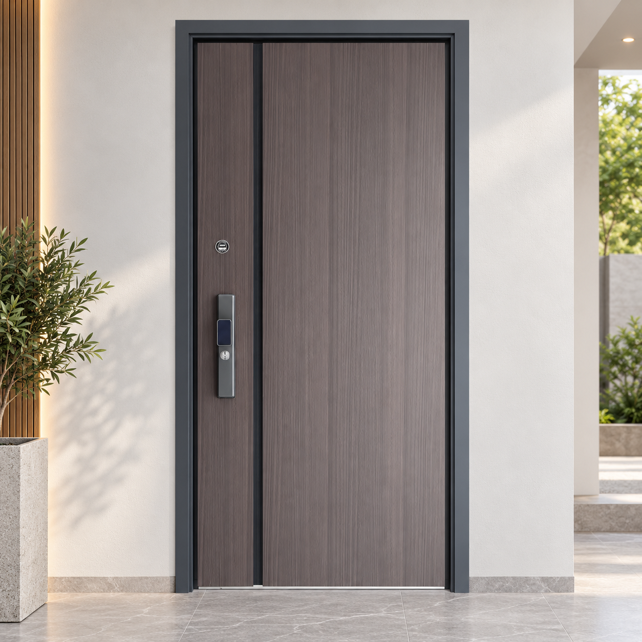Custom Modern Pivot Style Entry Door with Smart Lock for Residential Use