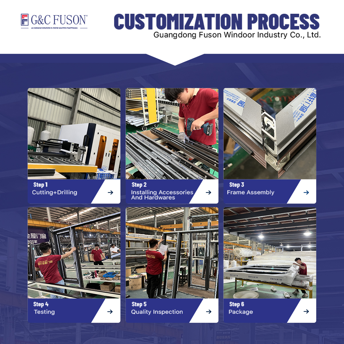Fuson High Quality Durable Thermal Break Triple Glazing Inward Opening Tilt and Turn Aluminum Windows Bulletproof Windows