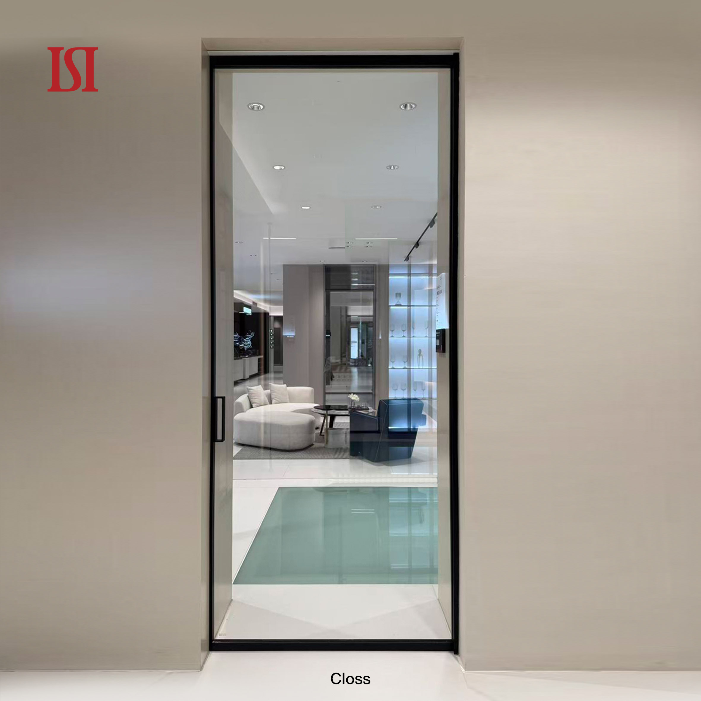 Recessed Aluminum Tempered Glass Pocket Sliding Door Hennissy STARLIGHT Slim Frame Space Saving Modern Minimalist Decoration