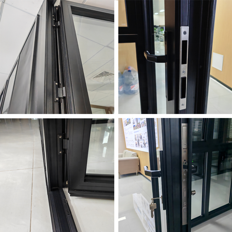 Garden Double Door Waterproof Windproof Aluminum Frame Laminated Glass French Entrance Patio Doors