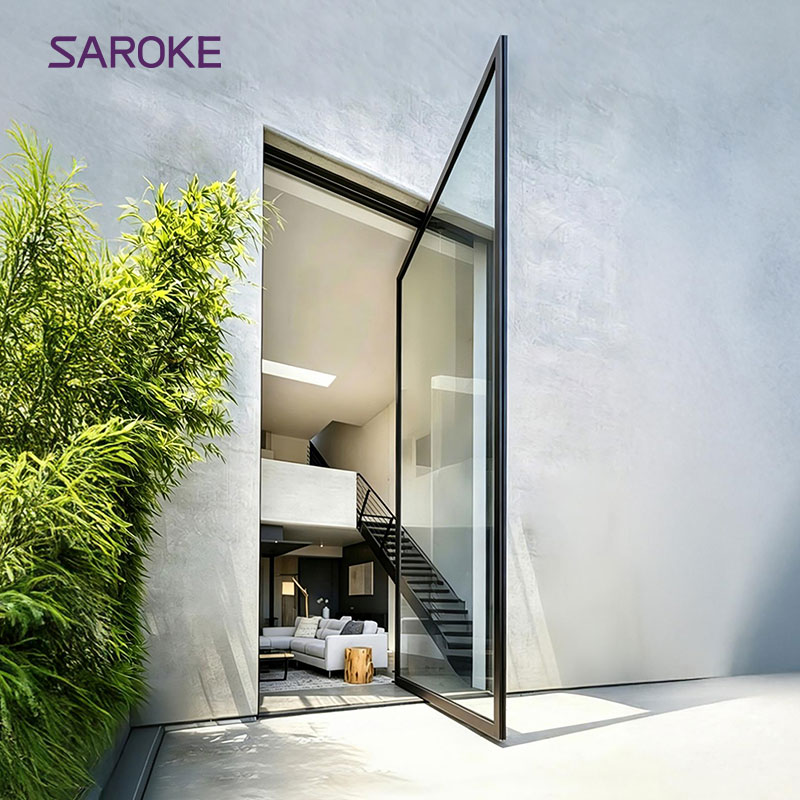 Modern Luxury Residential Fingerprint Single Big Vertical Modern Outdoor Pivot Door for House