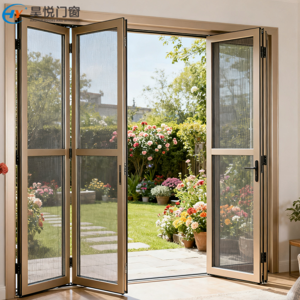 Thermal Break Aluminum Heavy Duty Bifold Door Folding Door aluminum Folding Balcony Door For Luxury Villa