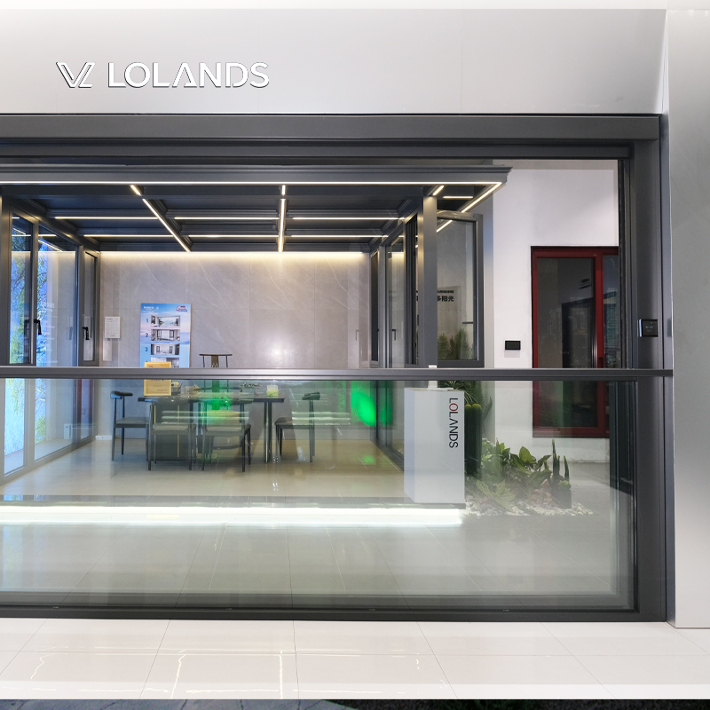 Lolands Custom Aluminum Frame Stainless Steel Screen Sliding Glass Door Modern Bi Directional Louver Lifting for Villa Workshop