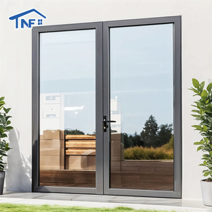 High Quality Factory Price French Doors Aluminum Casement Door Arrival French Entrance Door Exterior Glass Steel Graphic Design