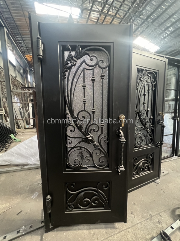 CBMmart Exterior Residential Front Door Wrought Iron Doors Security Door Gates Custom Glass For Houses
