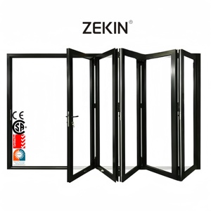 High Quality Aluminum Double Glass Energy Efficient Bi-fold Doors -NFRC AS2047 Exterior Main Entrance Patio Folding Door