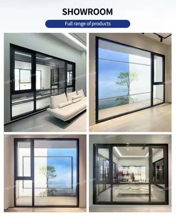 Modern Aluminum Swing Window Double Tempered Glass Hurricane Impact Resistant Custom Size Color Energy Efficient Secure Fixed