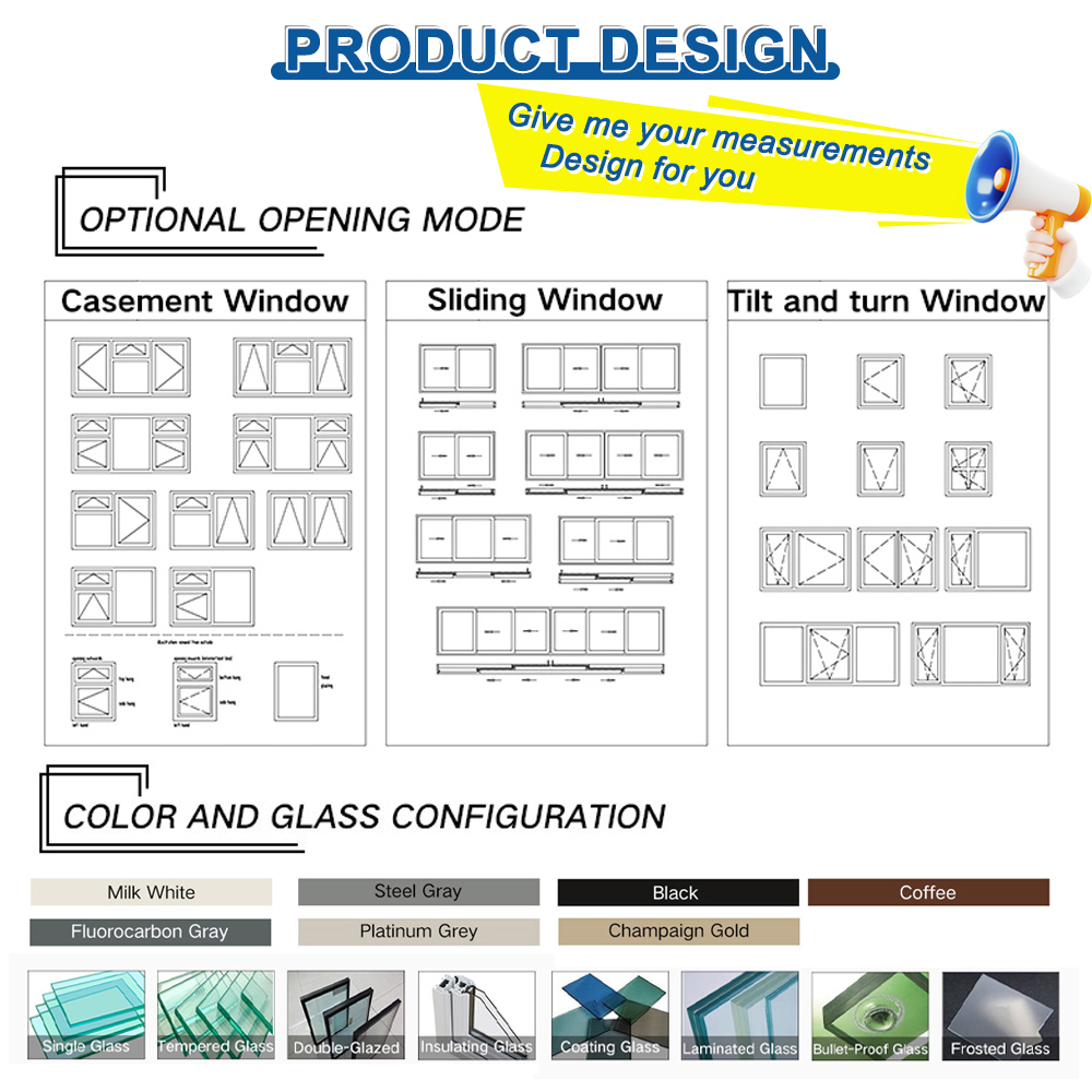 Customized Modern Energy-Efficient Design Thermal Break Glass Windows Aluminum Horizontal Sliding Window for Homes