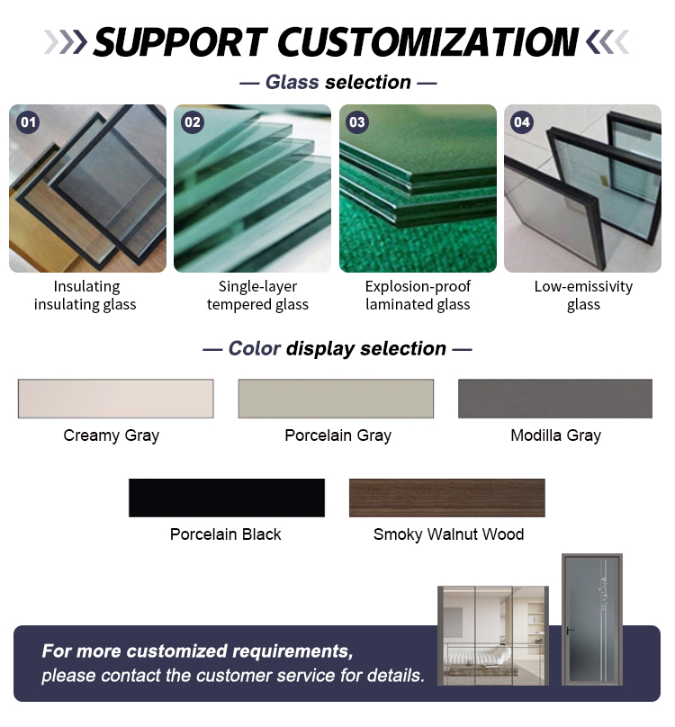 Aluminum Alloy Double Glazing Glass Sliding Doors with Minimalist Design for Interior Kitchen & Bathroom