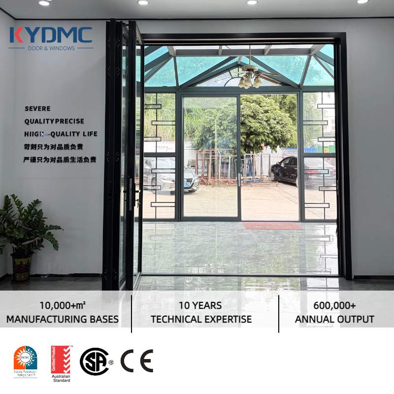 USA Outdoor Aluminum Vertical Stacking Door Double Tempered Glass Insulated Waterproof Patio Balcony Bi-Folding Doors